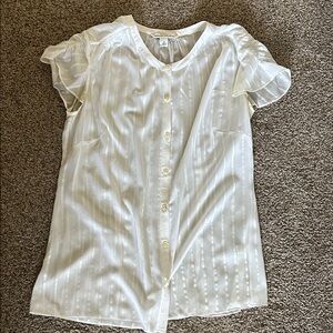 Banana Republic White Sheer Button-Front Blouse